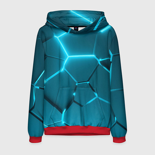 Мужская толстовка Ледяные неоновые геометрические плиты / 3D-Красный – фото 1