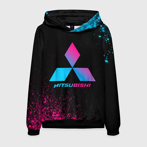 Мужская толстовка Mitsubishi - neon gradient / 3D-Черный – фото 1