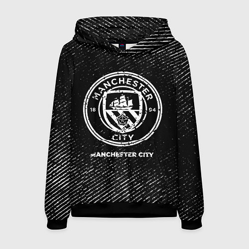 Мужская толстовка Manchester City с потертостями на темном фоне / 3D-Черный – фото 1