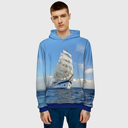 Толстовка-худи мужская Парусник идёт на полных парусах, цвет: 3D-синий — фото 2
