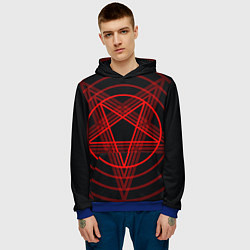 Толстовка-худи мужская Красная пентаграмма, цвет: 3D-синий — фото 2