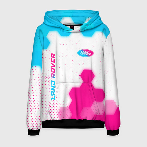 Мужская толстовка Land Rover neon gradient style: надпись, символ / 3D-Черный – фото 1