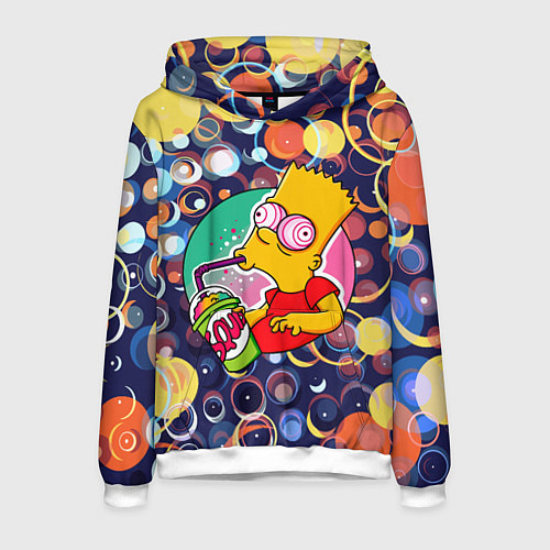 Мужская толстовка Bart Simpson пьёт лимонад / 3D-Белый – фото 1