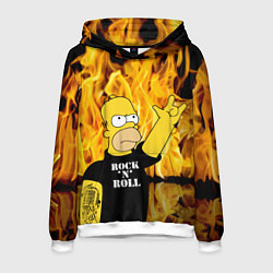 Толстовка-худи мужская Homer Simpson - Rock n Roll!, цвет: 3D-белый