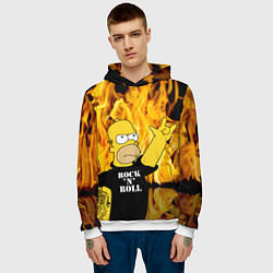 Толстовка-худи мужская Homer Simpson - Rock n Roll!, цвет: 3D-белый — фото 2