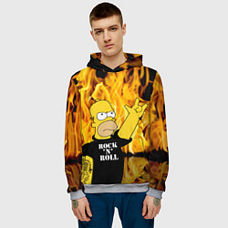 Толстовка-худи мужская Homer Simpson - Rock n Roll!, цвет: 3D-меланж — фото 2