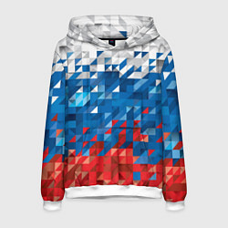 Толстовка-худи мужская Полигональный флаг России!, цвет: 3D-белый