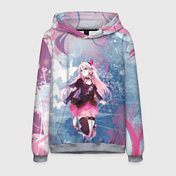 Толстовка-худи мужская Девушка аниме с бабочками, цвет: 3D-меланж
