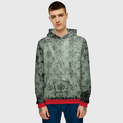 Толстовка-худи мужская Старая затёртая мешковина с принтом, цвет: 3D-красный — фото 2