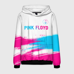 Толстовка-худи мужская Pink Floyd neon gradient style: символ сверху, цвет: 3D-черный