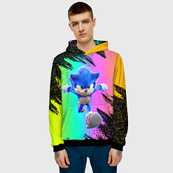 Толстовка-худи мужская Sonic neon, цвет: 3D-черный — фото 2