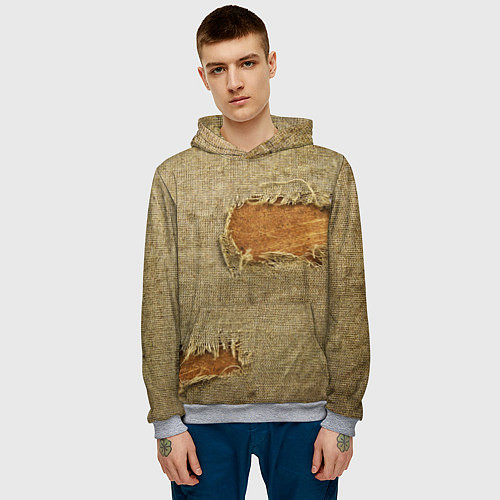 Мужская толстовка Старая рваная мешковина - авангард / 3D-Меланж – фото 3
