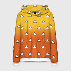 Толстовка-худи мужская Оранжевое кимоно с треугольниками - Зеницу клинок, цвет: 3D-белый