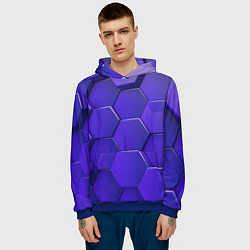 Толстовка-худи мужская Большие объёмные соты, цвет: 3D-синий — фото 2