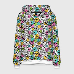 Толстовка-худи мужская Череп разноцветный, цвет: 3D-белый