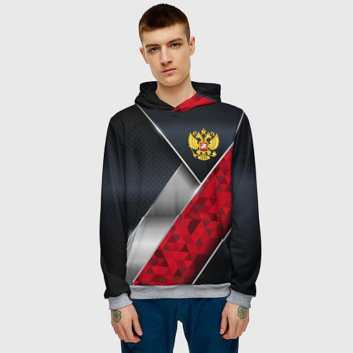 Мужская толстовка Red & black Russia / 3D-Меланж – фото 3