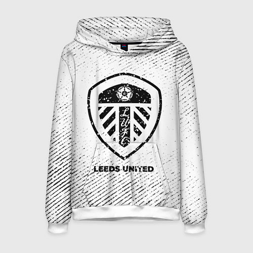 Мужская толстовка Leeds United с потертостями на светлом фоне / 3D-Белый – фото 1