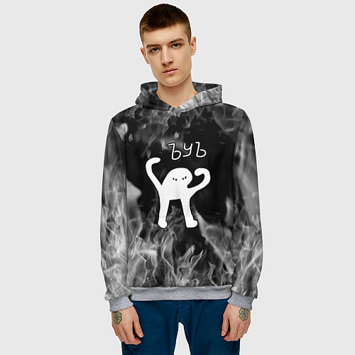 Мужская толстовка Ъуъ съука - пламя / 3D-Меланж – фото 3