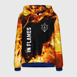 Толстовка-худи мужская In Flames и пылающий огонь, цвет: 3D-синий