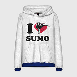 Толстовка-худи мужская I love sumo fighter, цвет: 3D-синий