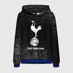 Толстовка-худи мужская Tottenham с потертостями на темном фоне, цвет: 3D-синий