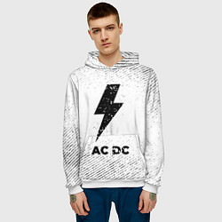 Толстовка-худи мужская AC DC с потертостями на светлом фоне, цвет: 3D-белый — фото 2