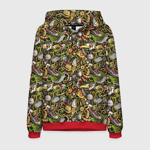 Мужская толстовка Футбольные бутсы и кубок / 3D-Красный – фото 1