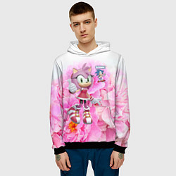 Толстовка-худи мужская Sonic - Amy Rose - Video game, цвет: 3D-черный — фото 2