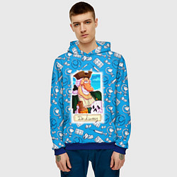 Толстовка-худи мужская Доктор Ливси с черепом и ромом, цвет: 3D-синий — фото 2