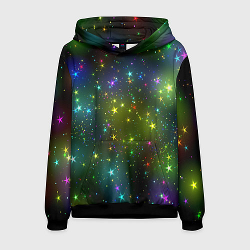 Мужская толстовка Маленькие неоновые звездочки / 3D-Черный – фото 1