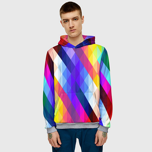 Мужская толстовка Разноцветный геометрический узор / 3D-Меланж – фото 3