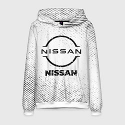 Толстовка-худи мужская Nissan с потертостями на светлом фоне, цвет: 3D-белый