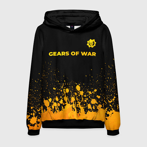 Мужская толстовка Gears of War - gold gradient: символ сверху / 3D-Черный – фото 1