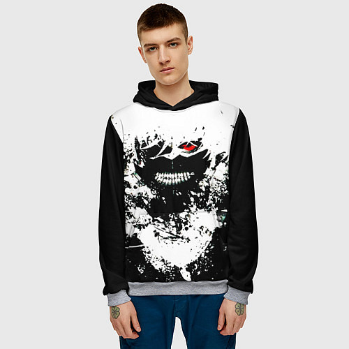 Мужская толстовка Tokyo Ghoul Kaneki Ken paint / 3D-Меланж – фото 3
