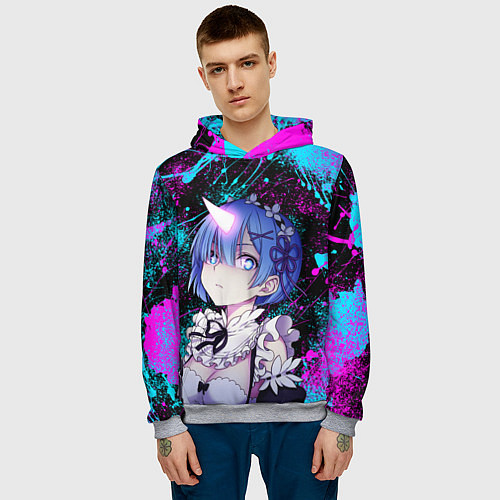 Мужская толстовка РеЗеро - Неоновые краски - Рем / 3D-Меланж – фото 3