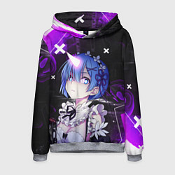 Толстовка-худи мужская Rem - ReZero - Абстракция, цвет: 3D-меланж