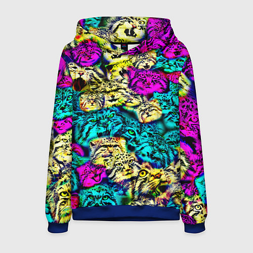 Мужская толстовка Психоделические манулы / 3D-Синий – фото 1