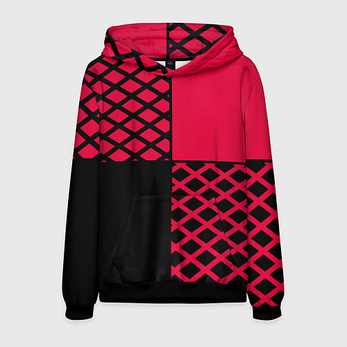 Мужская толстовка Черно-красный геометрический узор / 3D-Черный – фото 1