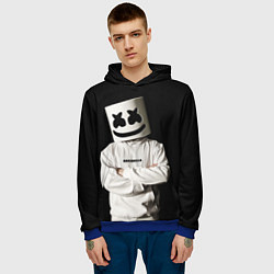Толстовка-худи мужская Marshmello на чёрном фоне, цвет: 3D-синий — фото 2