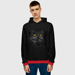 Толстовка-худи мужская Сова ночью, цвет: 3D-красный — фото 2