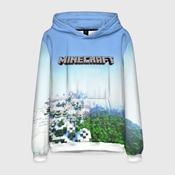 Толстовка-худи мужская Зимний пейзаж - Майнкрафт, цвет: 3D-белый