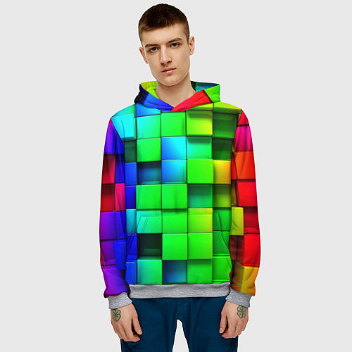 Мужская толстовка Цветные неоновые кубы / 3D-Меланж – фото 3