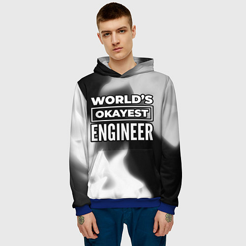 Мужская толстовка Worlds okayest engineer - dark / 3D-Синий – фото 3