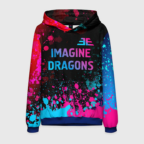 Мужская толстовка Imagine Dragons - neon gradient: символ сверху / 3D-Синий – фото 1