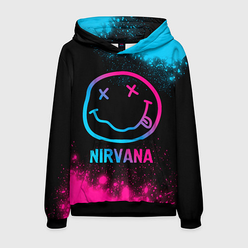 Мужская толстовка Nirvana - neon gradient / 3D-Черный – фото 1