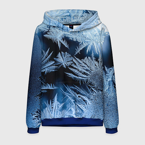 Мужская толстовка Морозный узор на стекле / 3D-Синий – фото 1