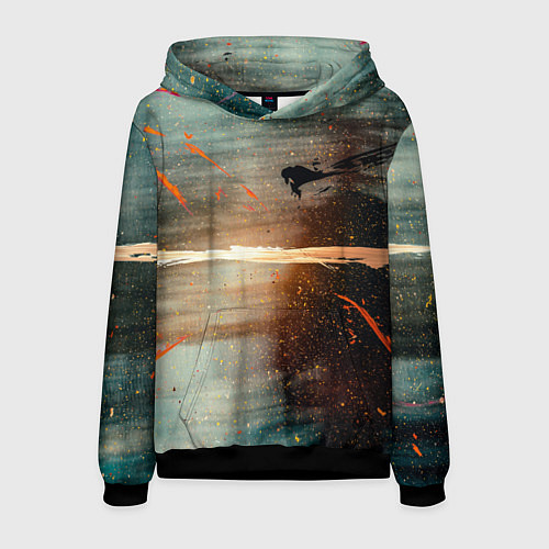 Мужская толстовка Светло-синий абстрактный фон и брызки красок / 3D-Черный – фото 1