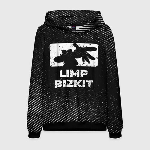 Мужская толстовка Limp Bizkit с потертостями на темном фоне / 3D-Черный – фото 1
