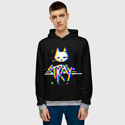 Толстовка-худи мужская Stray glitch logo, цвет: 3D-меланж — фото 2