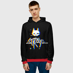 Толстовка-худи мужская Stray glitch logo, цвет: 3D-красный — фото 2